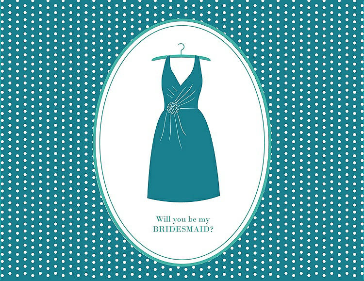 Front View - Niagara & Pantone Turquoise Will You Be My Bridesmaid Card - Dress