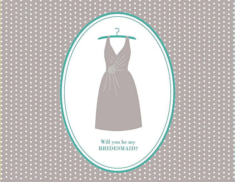 Front View - Pebble Beach & Pantone Turquoise Will You Be My Bridesmaid Card - Dress