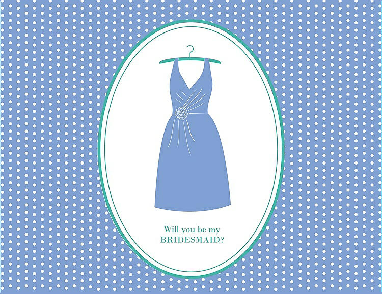 Front View - Periwinkle - PANTONE Serenity & Pantone Turquoise Will You Be My Bridesmaid Card - Dress