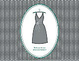 Front View Thumbnail - Pewter & Pantone Turquoise Will You Be My Bridesmaid Card - Dress