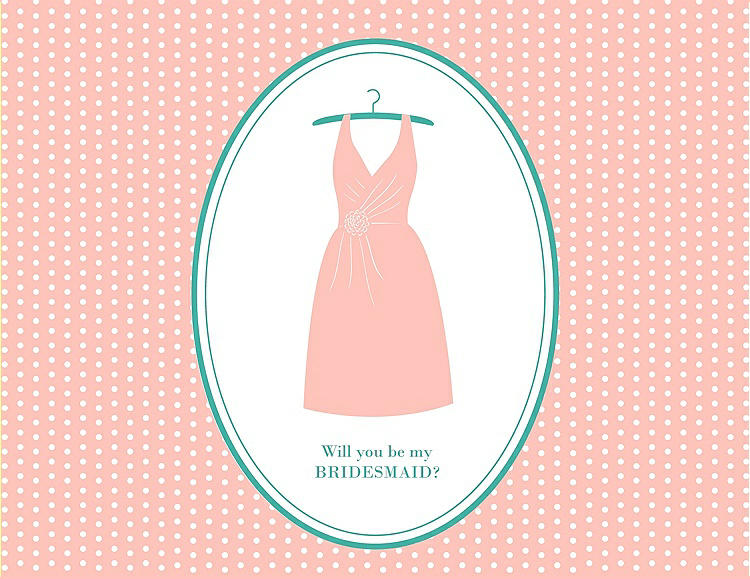 Front View - Primrose & Pantone Turquoise Will You Be My Bridesmaid Card - Dress