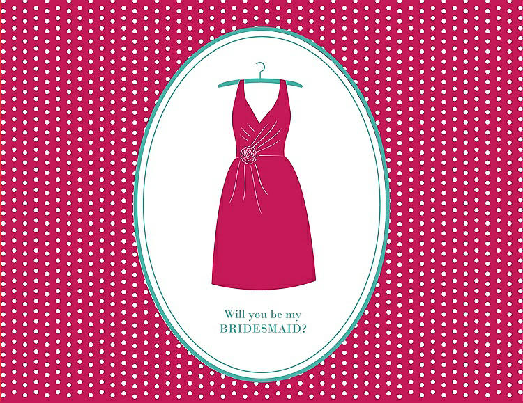 Front View - Posie & Pantone Turquoise Will You Be My Bridesmaid Card - Dress