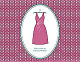 Front View Thumbnail - Pretty In Pink & Pantone Turquoise Will You Be My Bridesmaid Card - Dress