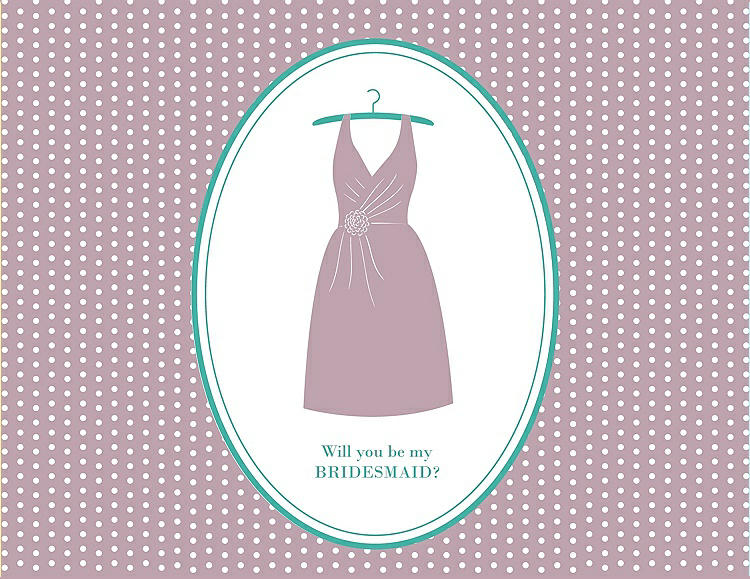 Front View - Quartz & Pantone Turquoise Will You Be My Bridesmaid Card - Dress