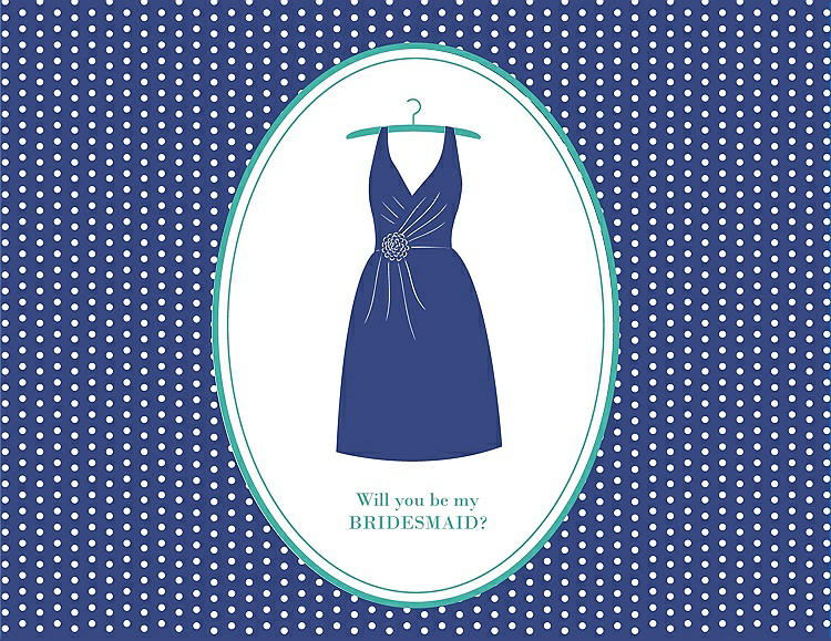 Front View - Sailor & Pantone Turquoise Will You Be My Bridesmaid Card - Dress