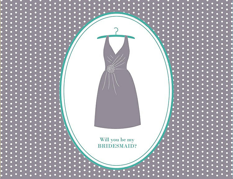 Front View - Shadow & Pantone Turquoise Will You Be My Bridesmaid Card - Dress