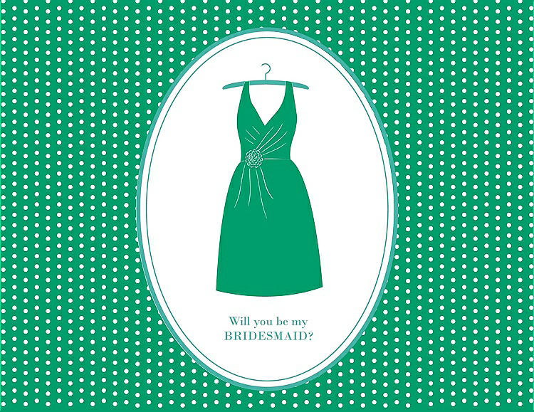 Front View - Shamrock & Pantone Turquoise Will You Be My Bridesmaid Card - Dress
