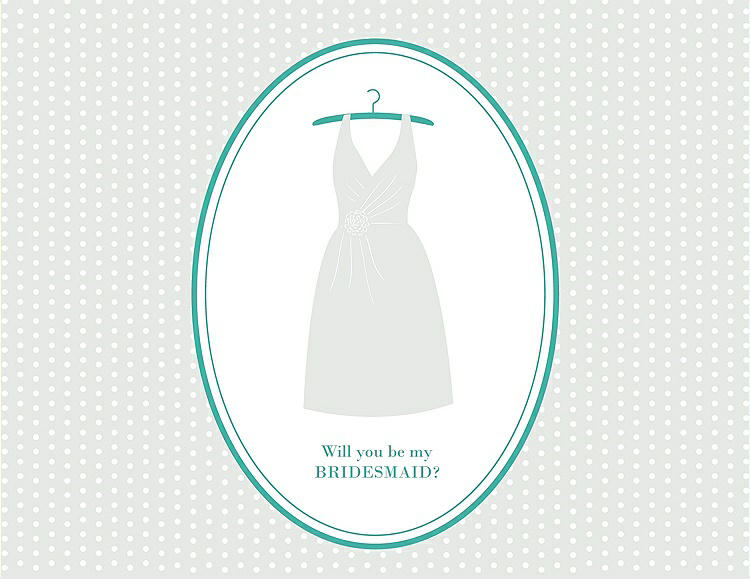 Front View - Starlight & Pantone Turquoise Will You Be My Bridesmaid Card - Dress