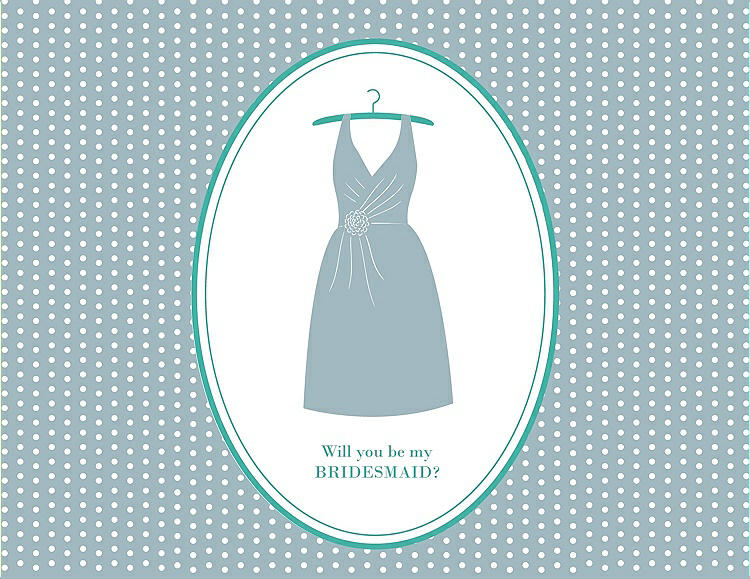Front View - Surf Spray & Pantone Turquoise Will You Be My Bridesmaid Card - Dress
