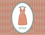 Front View Thumbnail - Tangerine & Pantone Turquoise Will You Be My Bridesmaid Card - Dress