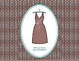 Front View Thumbnail - Toffee & Pantone Turquoise Will You Be My Bridesmaid Card - Dress