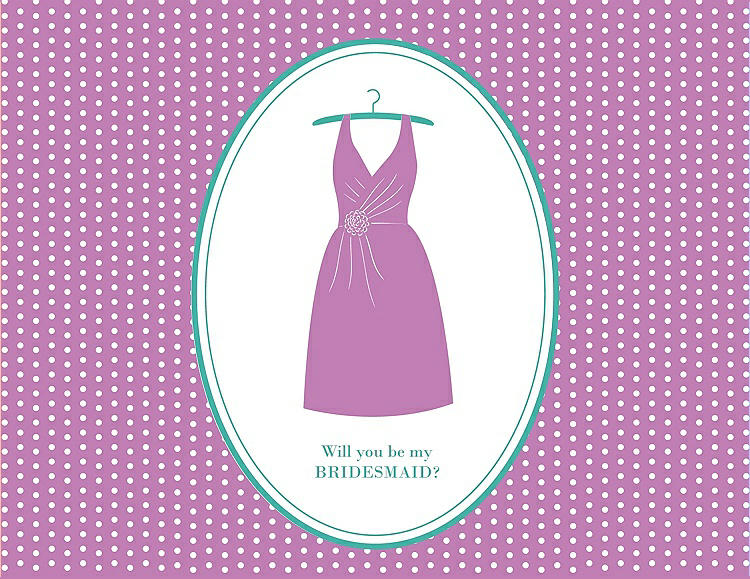 Front View - Tulip & Pantone Turquoise Will You Be My Bridesmaid Card - Dress