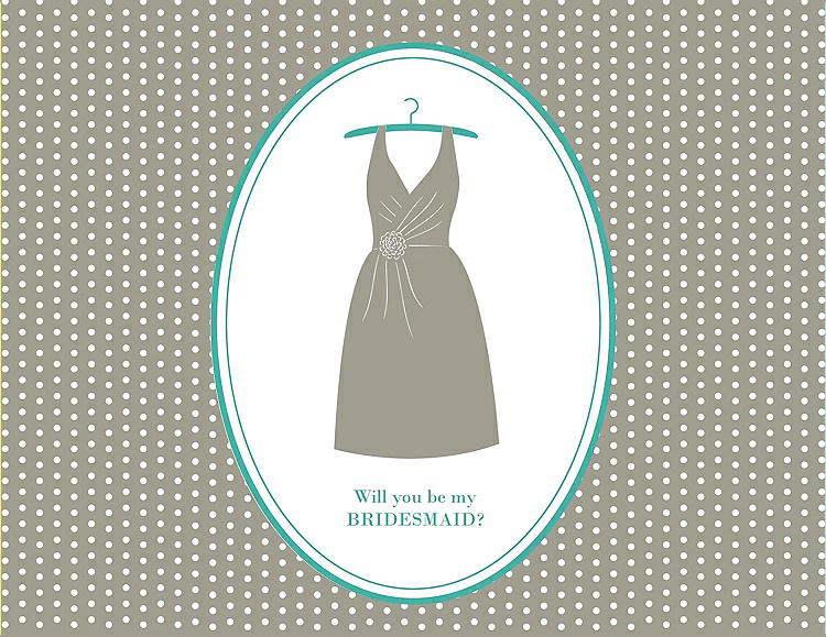 Front View - Twig & Pantone Turquoise Will You Be My Bridesmaid Card - Dress