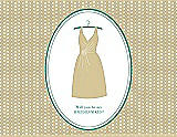 Front View Thumbnail - Venetian Gold & Pantone Turquoise Will You Be My Bridesmaid Card - Dress