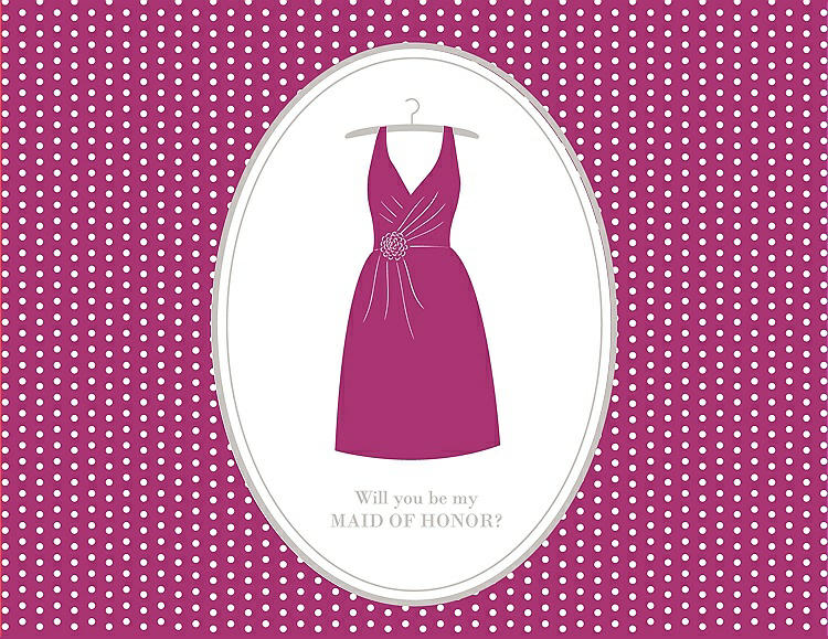 Front View - Cerise & Oyster Will You Be My Maid of Honor Card - Dress