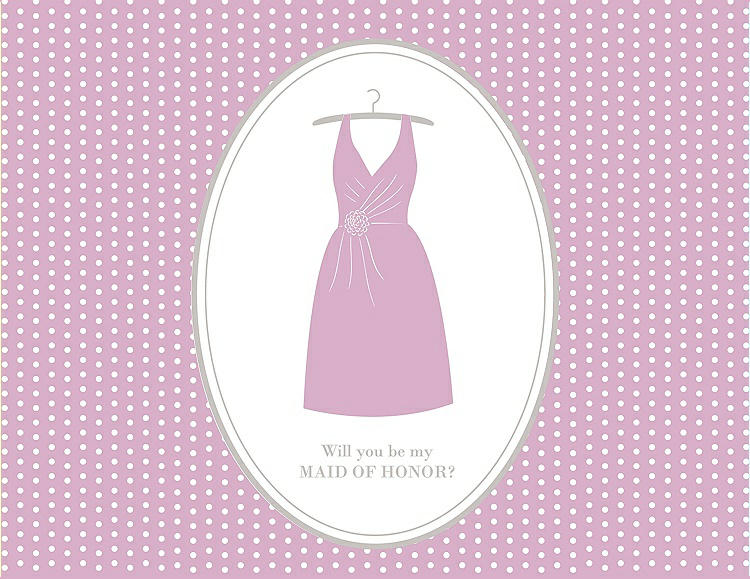Front View - Hyacinth (iridescent Taffeta) & Oyster Will You Be My Maid of Honor Card - Dress