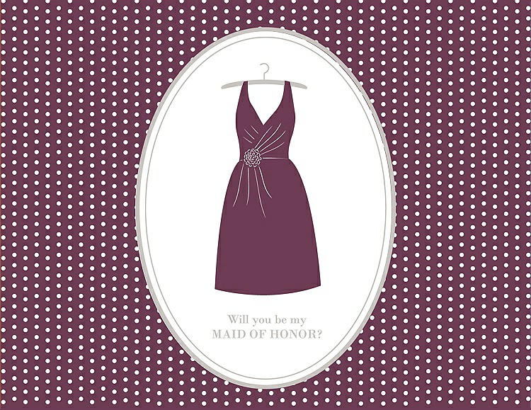 Front View - Plum Raisin & Oyster Will You Be My Maid of Honor Card - Dress