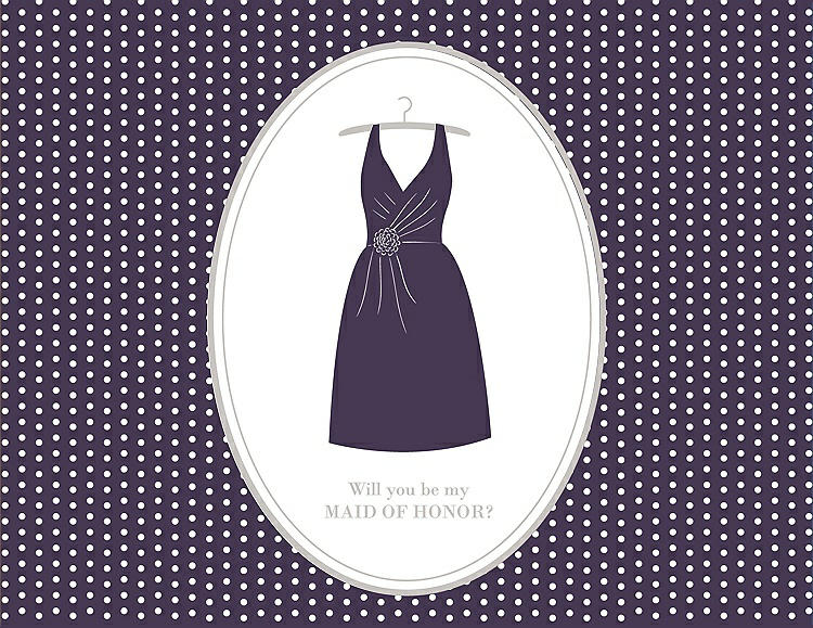Front View - Violet & Oyster Will You Be My Maid of Honor Card - Dress