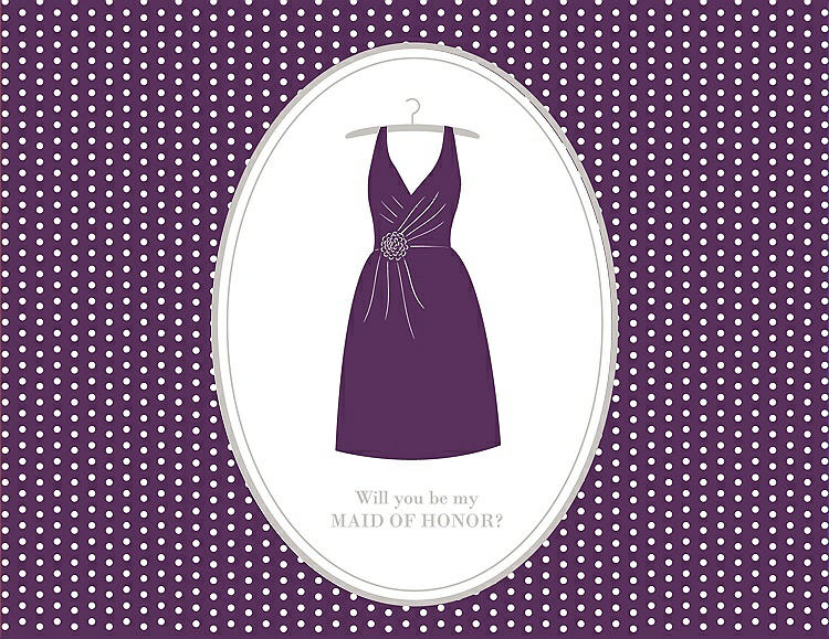 Front View - African Violet & Oyster Will You Be My Maid of Honor Card - Dress