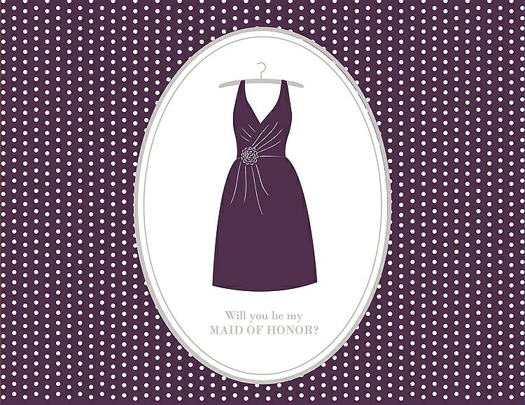 Front View - Aubergine & Oyster Will You Be My Maid of Honor Card - Dress