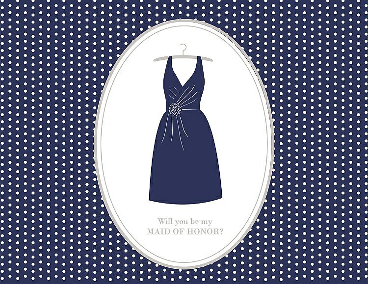 Front View - Blueberry & Oyster Will You Be My Maid of Honor Card - Dress