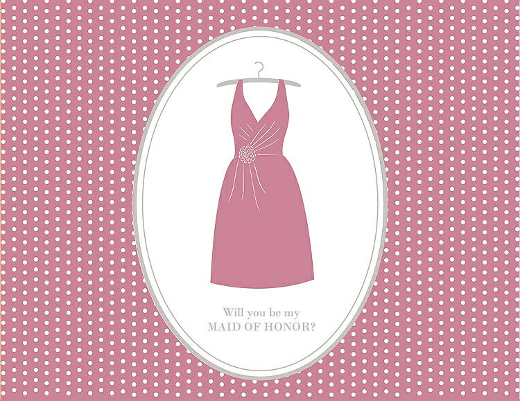 Front View - Carnation & Oyster Will You Be My Maid of Honor Card - Dress