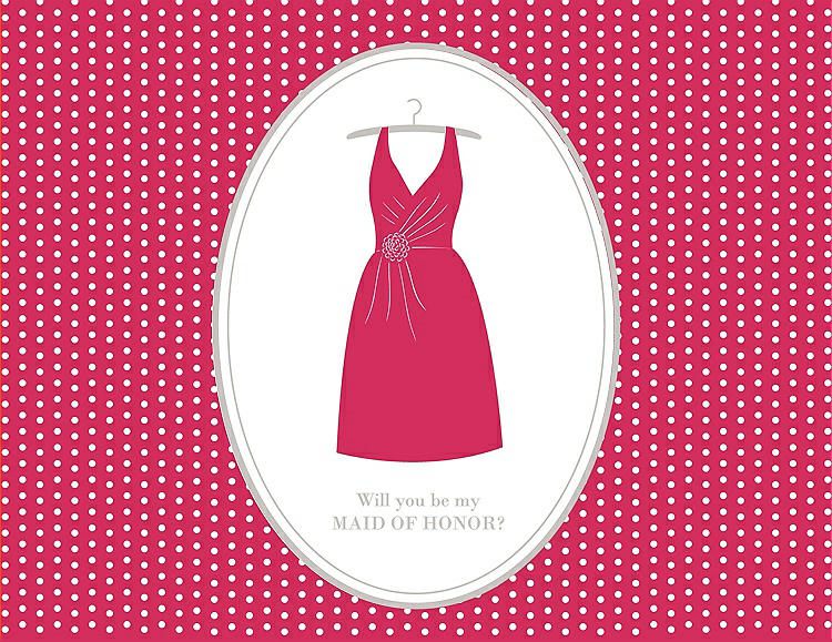Front View - Pantone Honeysuckle & Oyster Will You Be My Maid of Honor Card - Dress