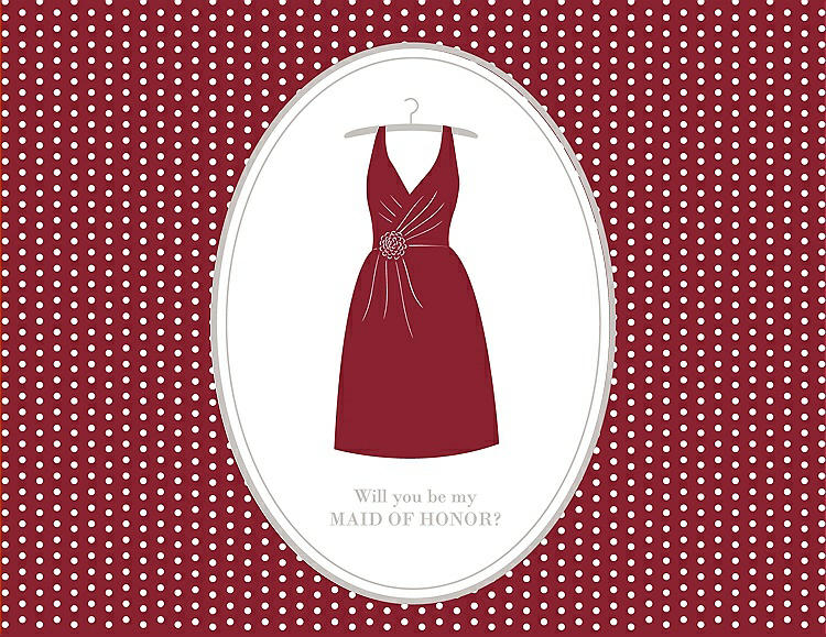 Front View - Claret & Oyster Will You Be My Maid of Honor Card - Dress