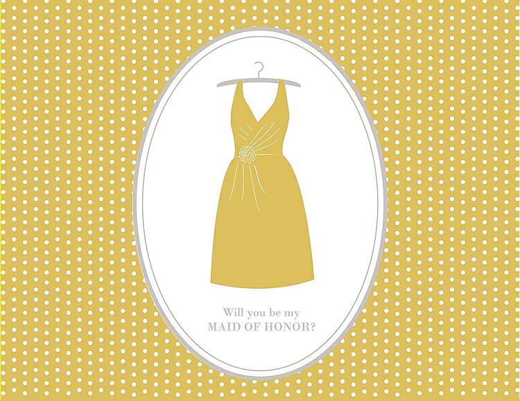Front View - Daffodil & Oyster Will You Be My Maid of Honor Card - Dress
