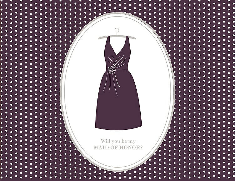 Front View - Eggplant & Oyster Will You Be My Maid of Honor Card - Dress