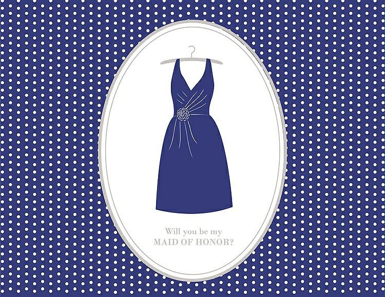 Front View - Electric Blue & Oyster Will You Be My Maid of Honor Card - Dress