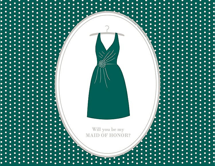 Front View - Emerald & Oyster Will You Be My Maid of Honor Card - Dress
