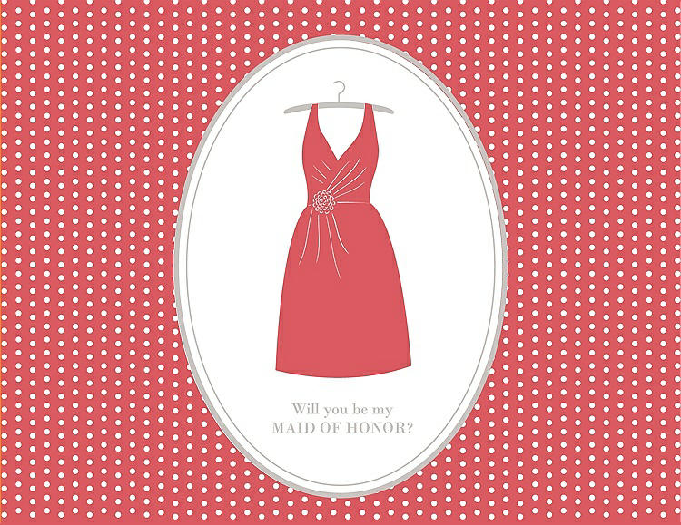 Front View - Perfect Coral & Oyster Will You Be My Maid of Honor Card - Dress