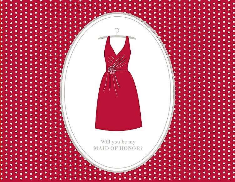 Front View - Flame & Oyster Will You Be My Maid of Honor Card - Dress