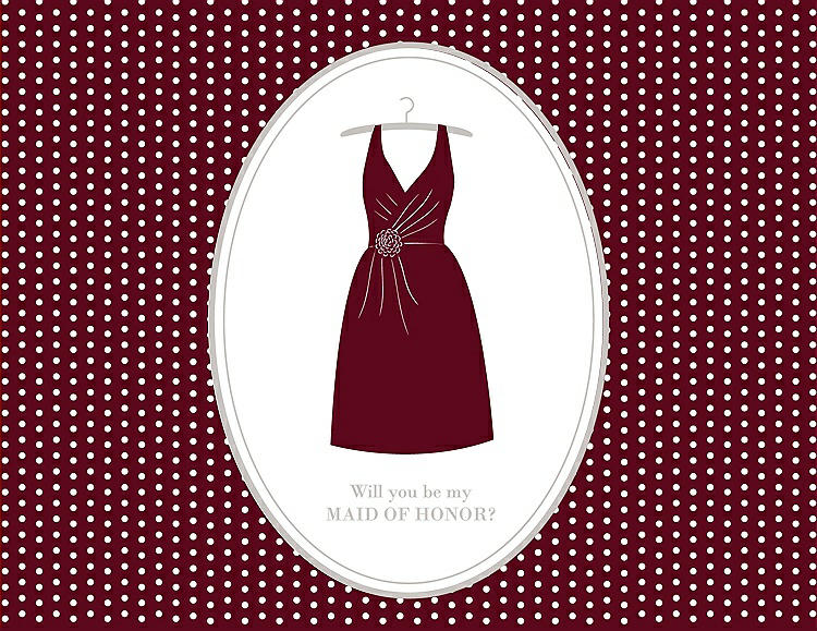 Front View - Garnet & Oyster Will You Be My Maid of Honor Card - Dress