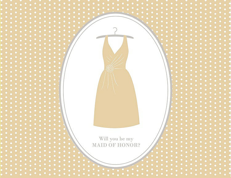 Front View - Ice Yellow & Oyster Will You Be My Maid of Honor Card - Dress