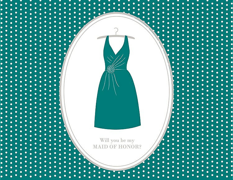 Front View - Jade & Oyster Will You Be My Maid of Honor Card - Dress