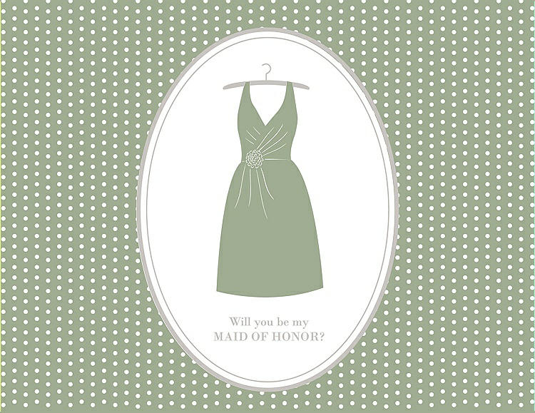 Front View - Kiwi & Oyster Will You Be My Maid of Honor Card - Dress