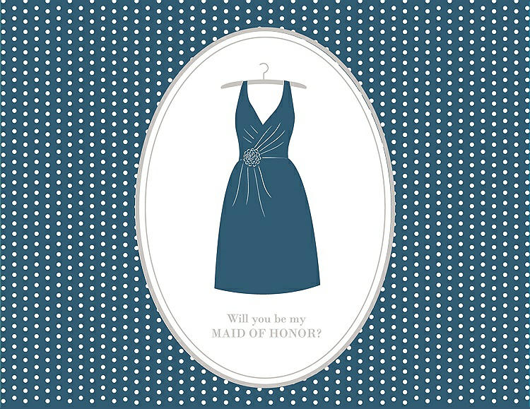 Front View - Marine & Oyster Will You Be My Maid of Honor Card - Dress