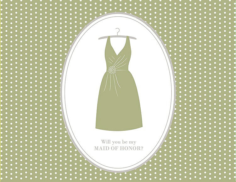 Front View - Mint & Oyster Will You Be My Maid of Honor Card - Dress