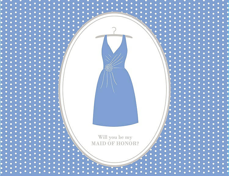 Front View - Periwinkle - PANTONE Serenity & Oyster Will You Be My Maid of Honor Card - Dress