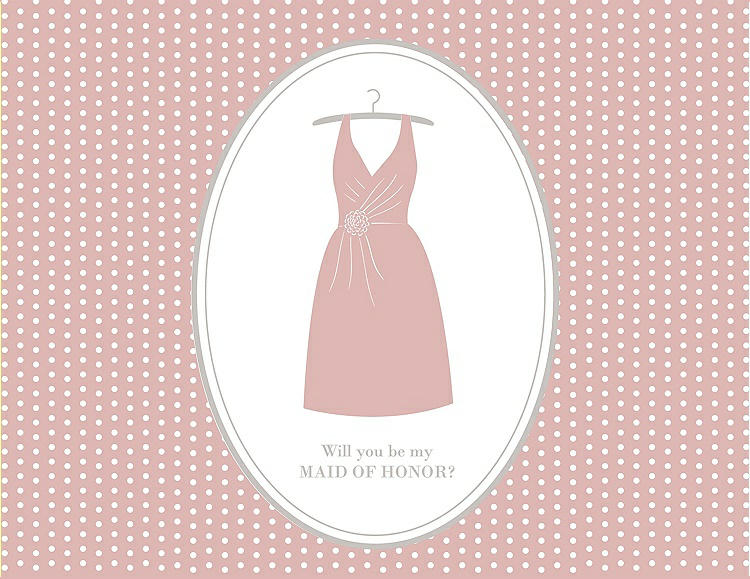 Front View - Petal Pink & Oyster Will You Be My Maid of Honor Card - Dress