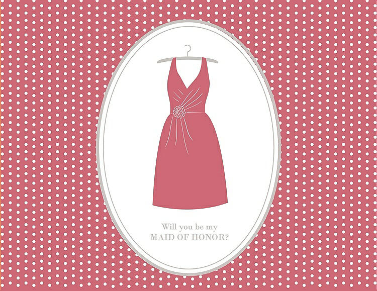 Front View - Papaya & Oyster Will You Be My Maid of Honor Card - Dress
