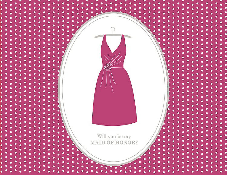Front View - Strawberry & Oyster Will You Be My Maid of Honor Card - Dress