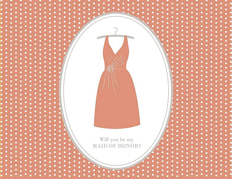 Front View - Tangerine & Oyster Will You Be My Maid of Honor Card - Dress