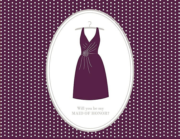 Front View - Wild Berry & Oyster Will You Be My Maid of Honor Card - Dress