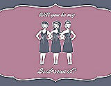 Front View Thumbnail - Blue Steel & Rosebud Will You Be My Bridesmaid Card - Girls