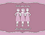 Front View Thumbnail - Hyacinth (iridescent Taffeta) & Rosebud Will You Be My Bridesmaid Card - Girls