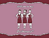 Front View Thumbnail - Burgundy & Rosebud Will You Be My Bridesmaid Card - Girls