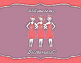 Front View Thumbnail - Coral & Rosebud Will You Be My Bridesmaid Card - Girls